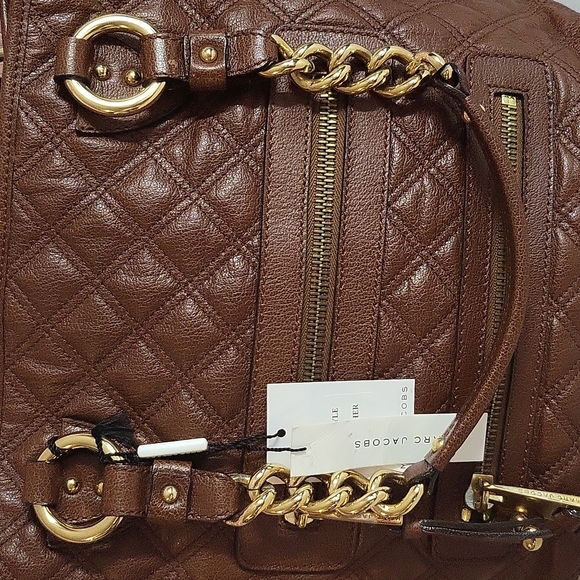 Marc Jacobs Brown Leather Quilte Classic Leather Zippers Tote Bag - Picture 6 of 14